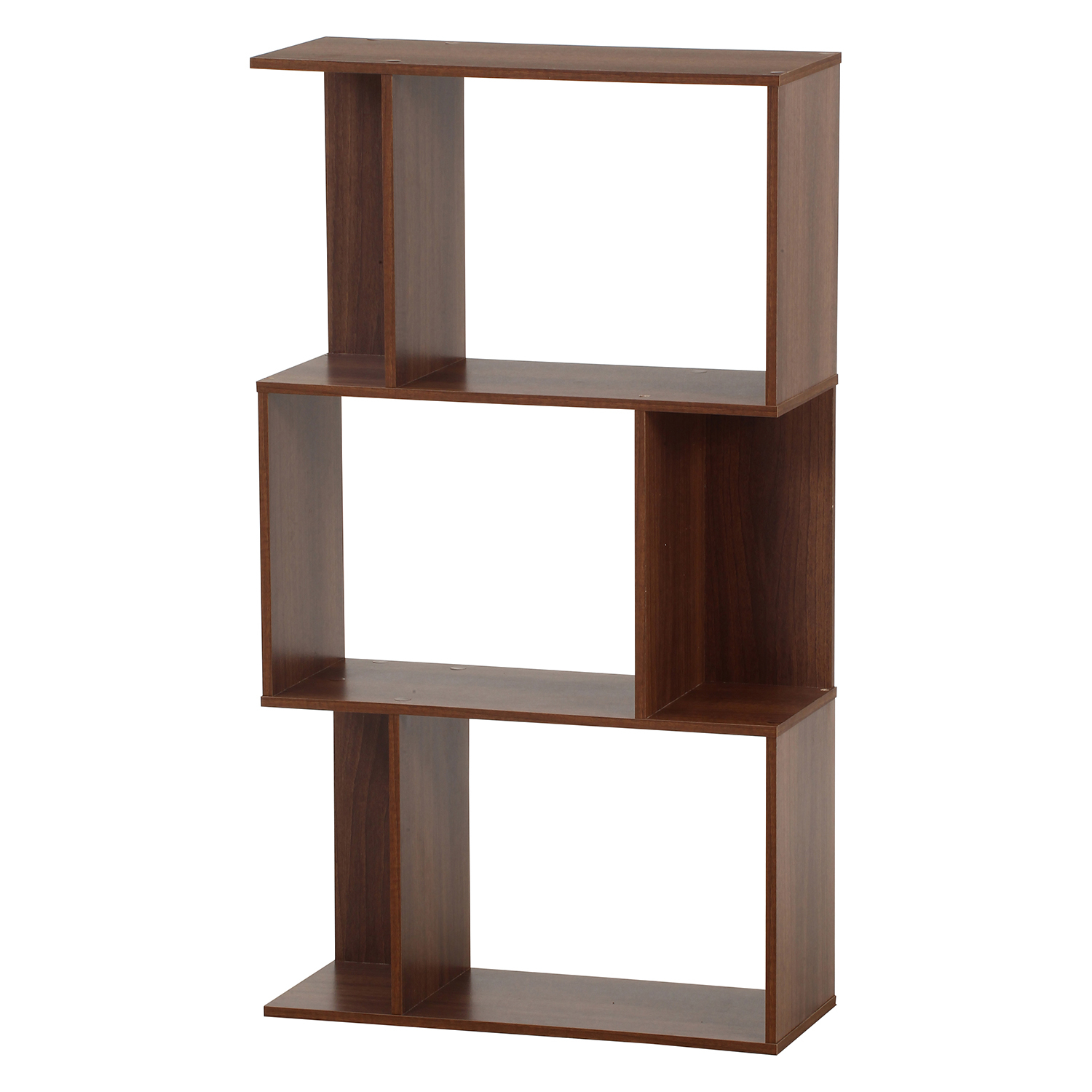 Ｓ型ディスプレイラック　３段　ミディアムブラウン