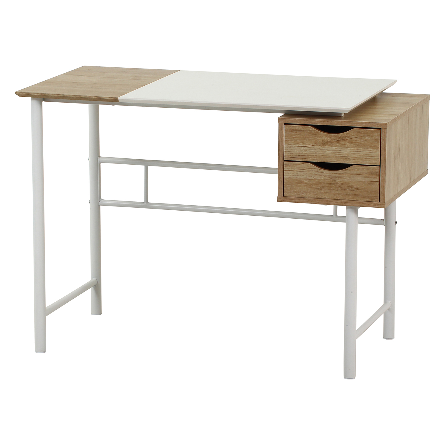 引き出し付きシンプルデスク　ユノ　ＷＨ／ＷＨ