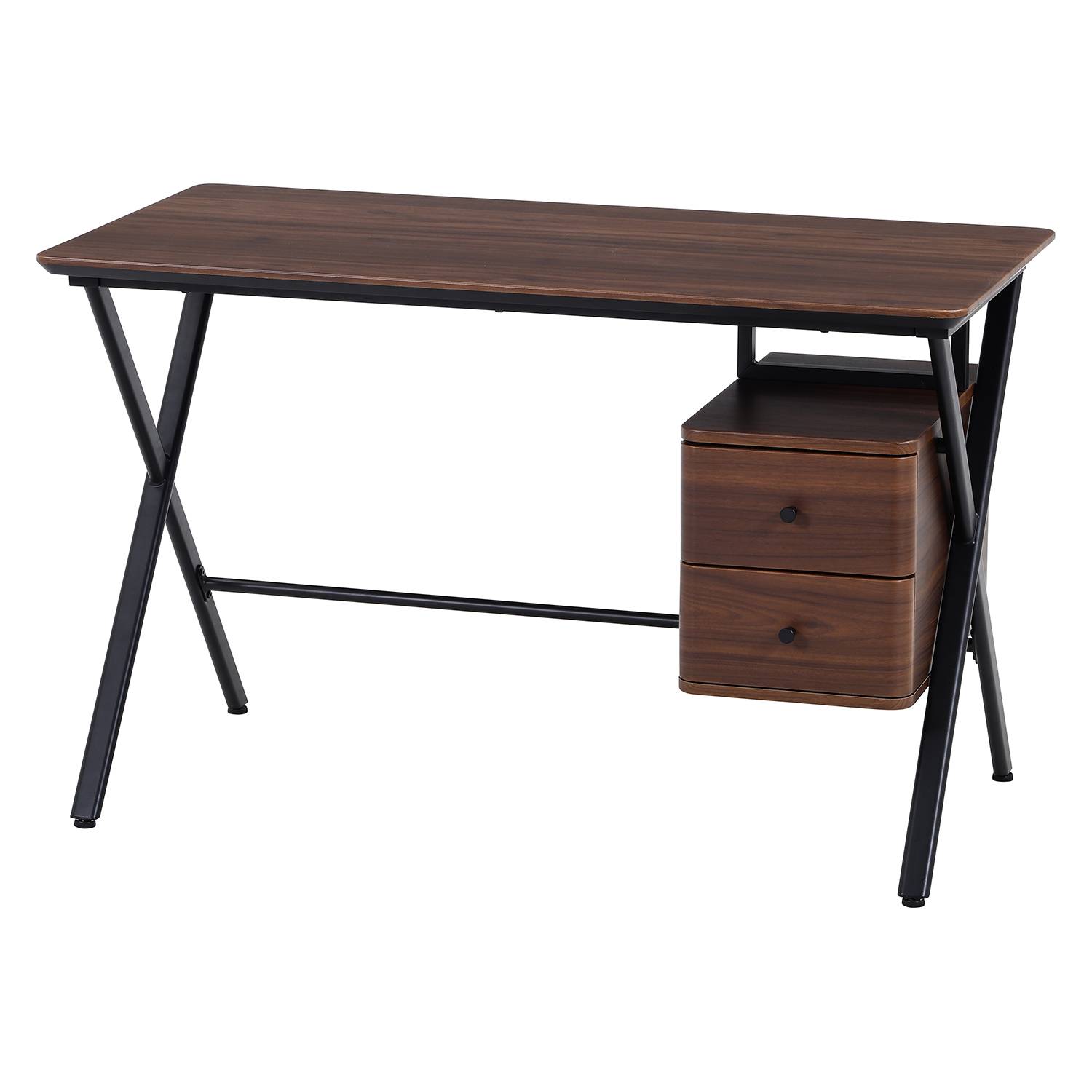 天然木風収納付きデスク１２０×６０　ＢＲ